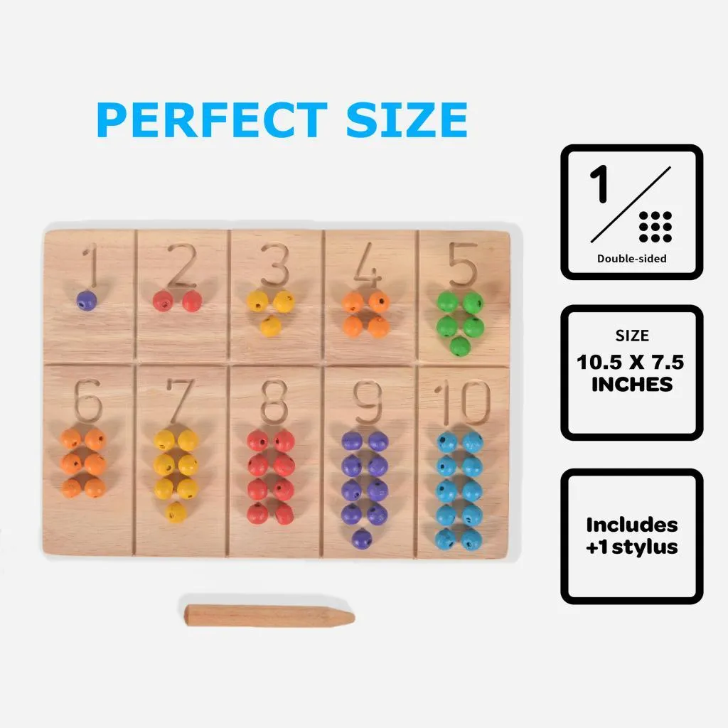 1-10 Reversible Board- Wooden Number tracing and Counting Aid Board - Preschool STEM Math Sensory Play