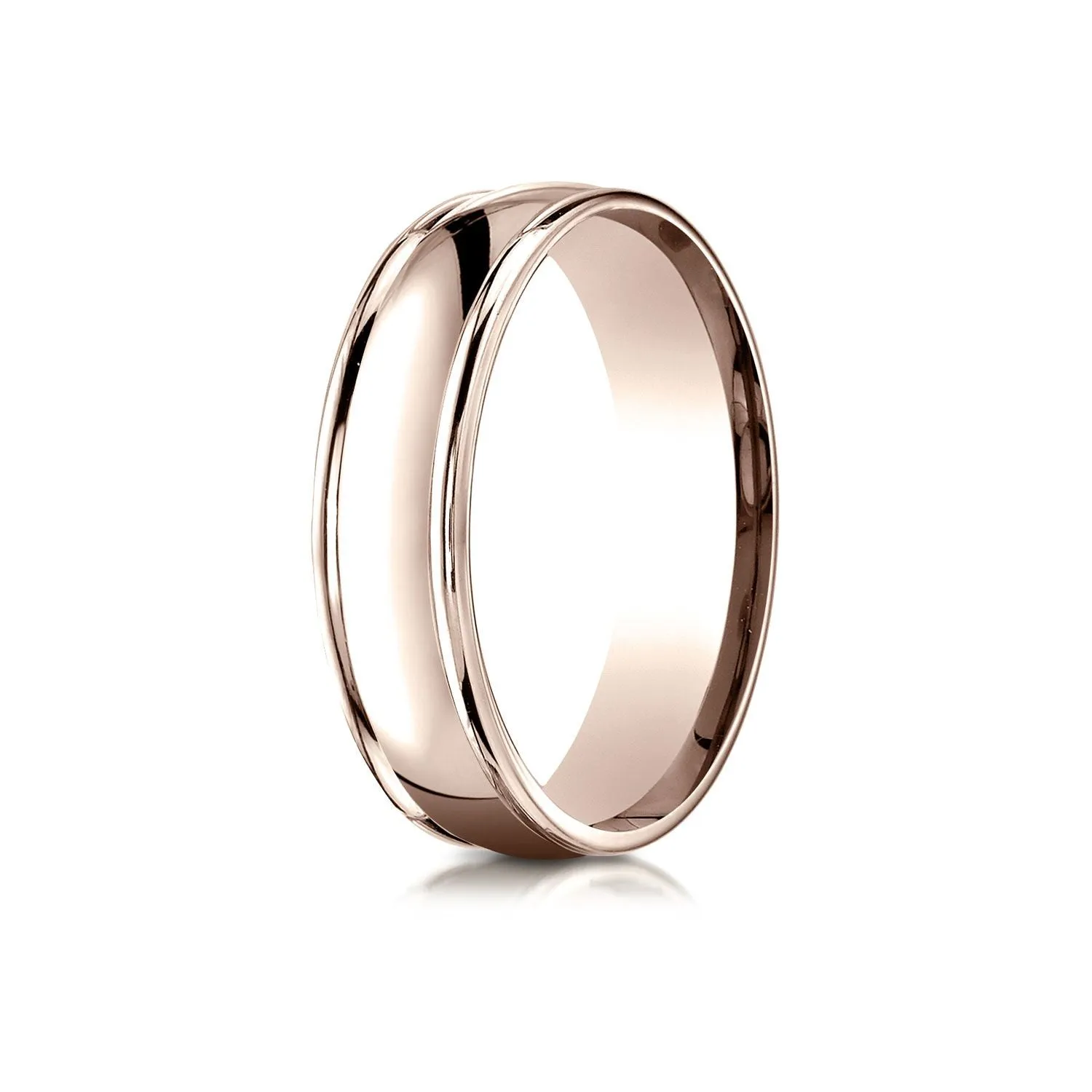 14k Rose Gold 6mm Comfort-fit High Polish Finish Round Edge Design Band