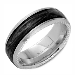 14K White Gold Edge With Charcoal Grey Enamel