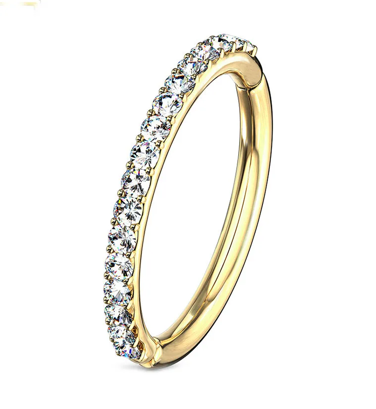 14kt Gold CZ Edge Hinged Segment Ring