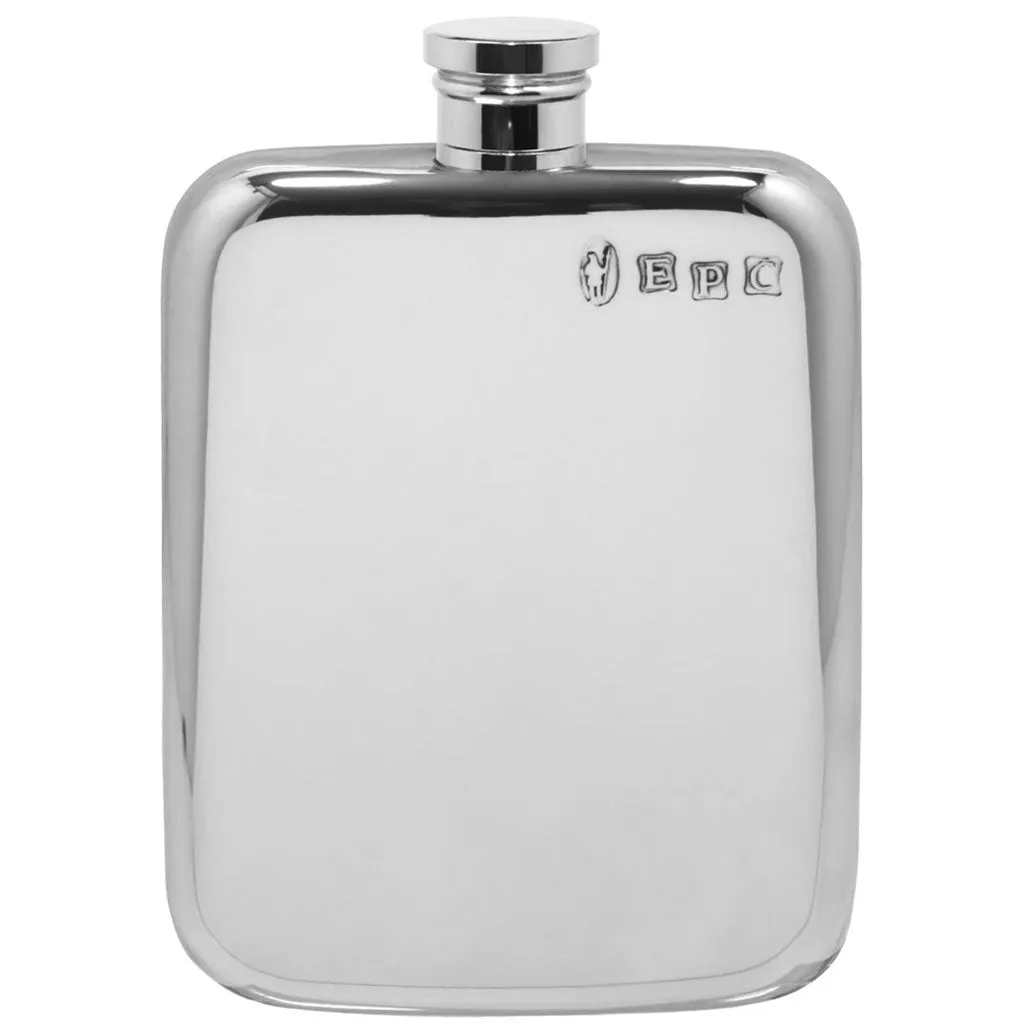 4oz Plain Curved Edge Pewter Hip Flask