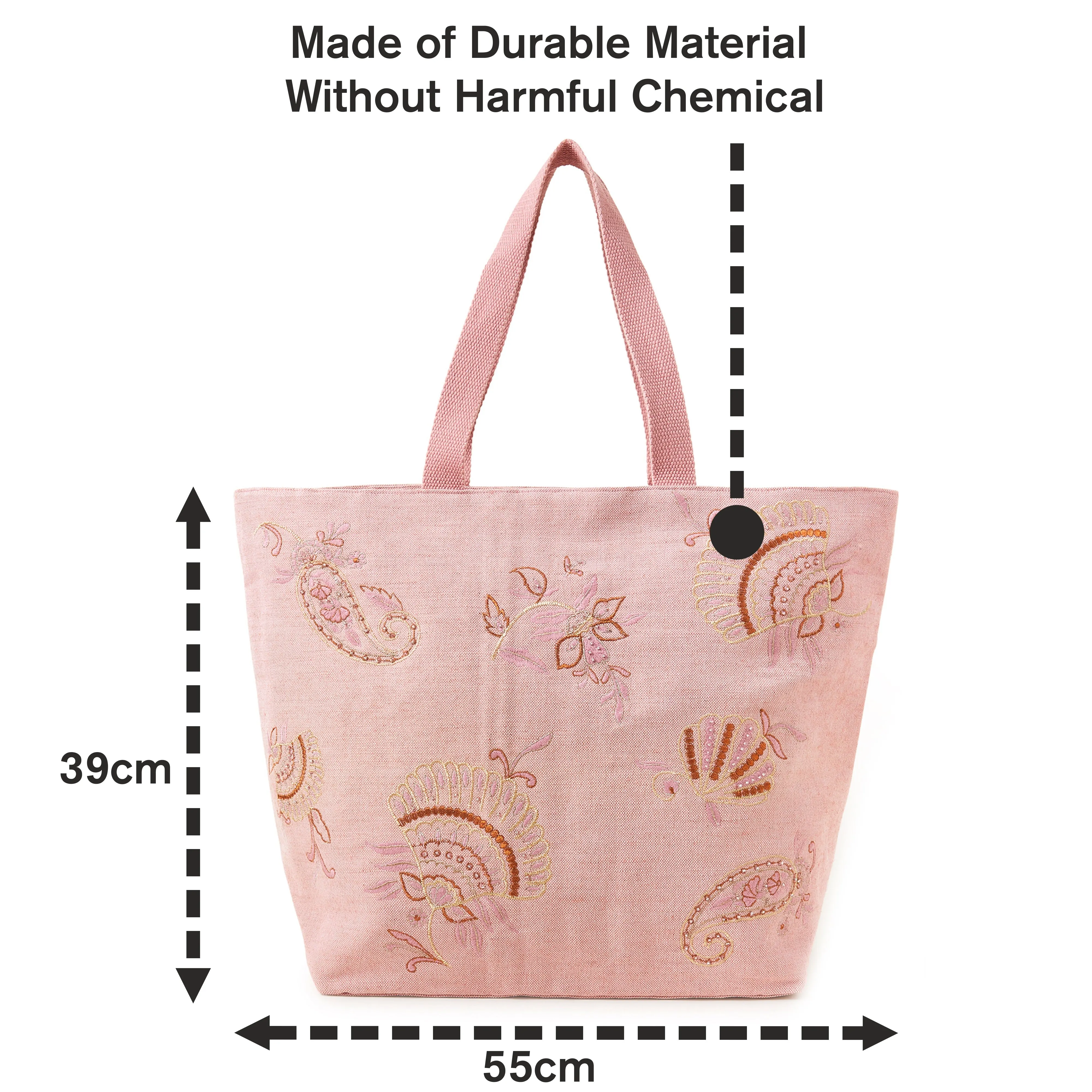 Accessorize London Pink Embroidered shell beach tote Bag