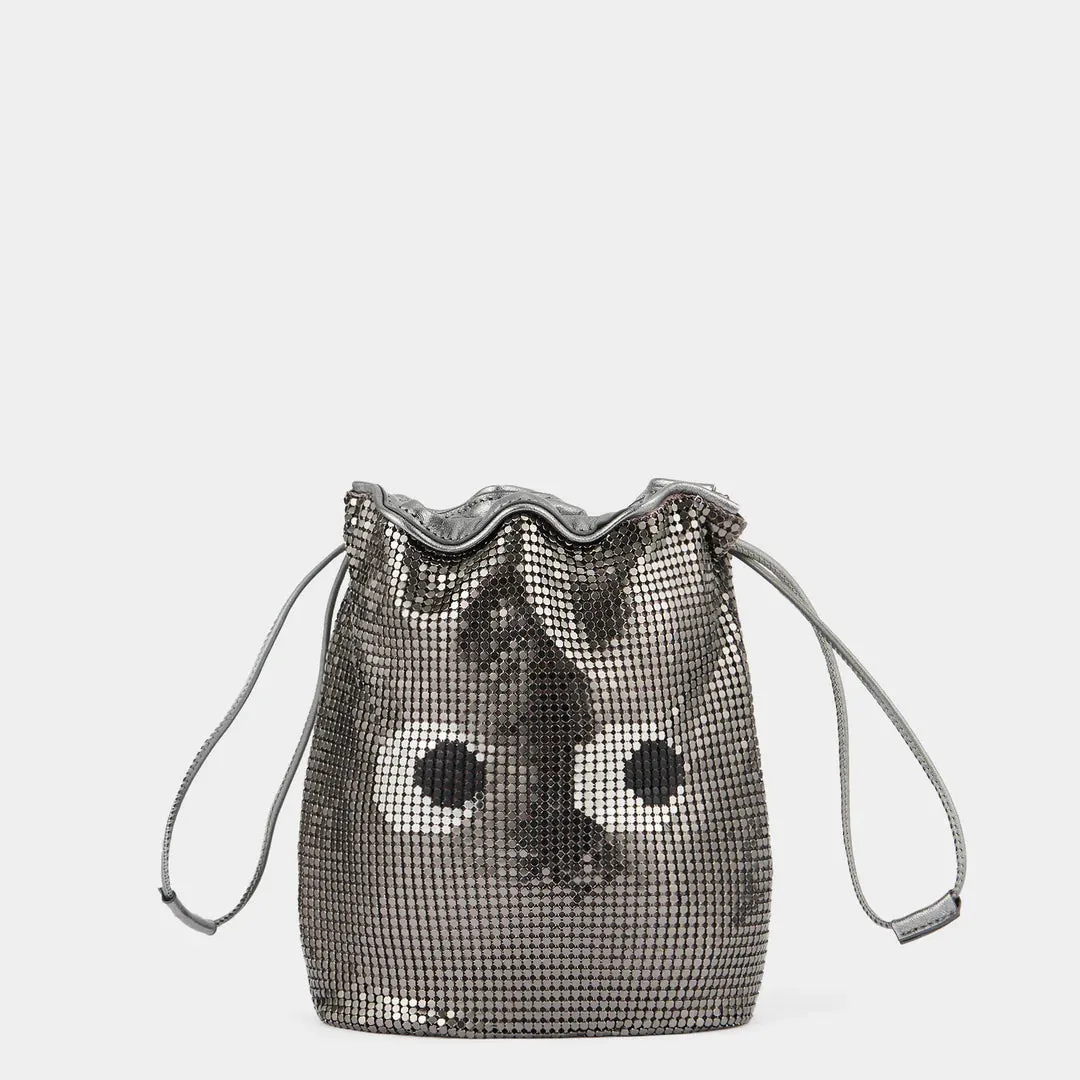 AH Drawstring Pouch Eyes in Anthracite Metal Mesh