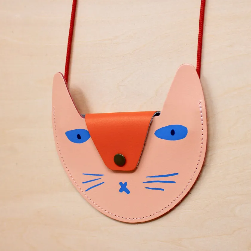 Ark's Cat Pocket Purse in Pink/ Orange