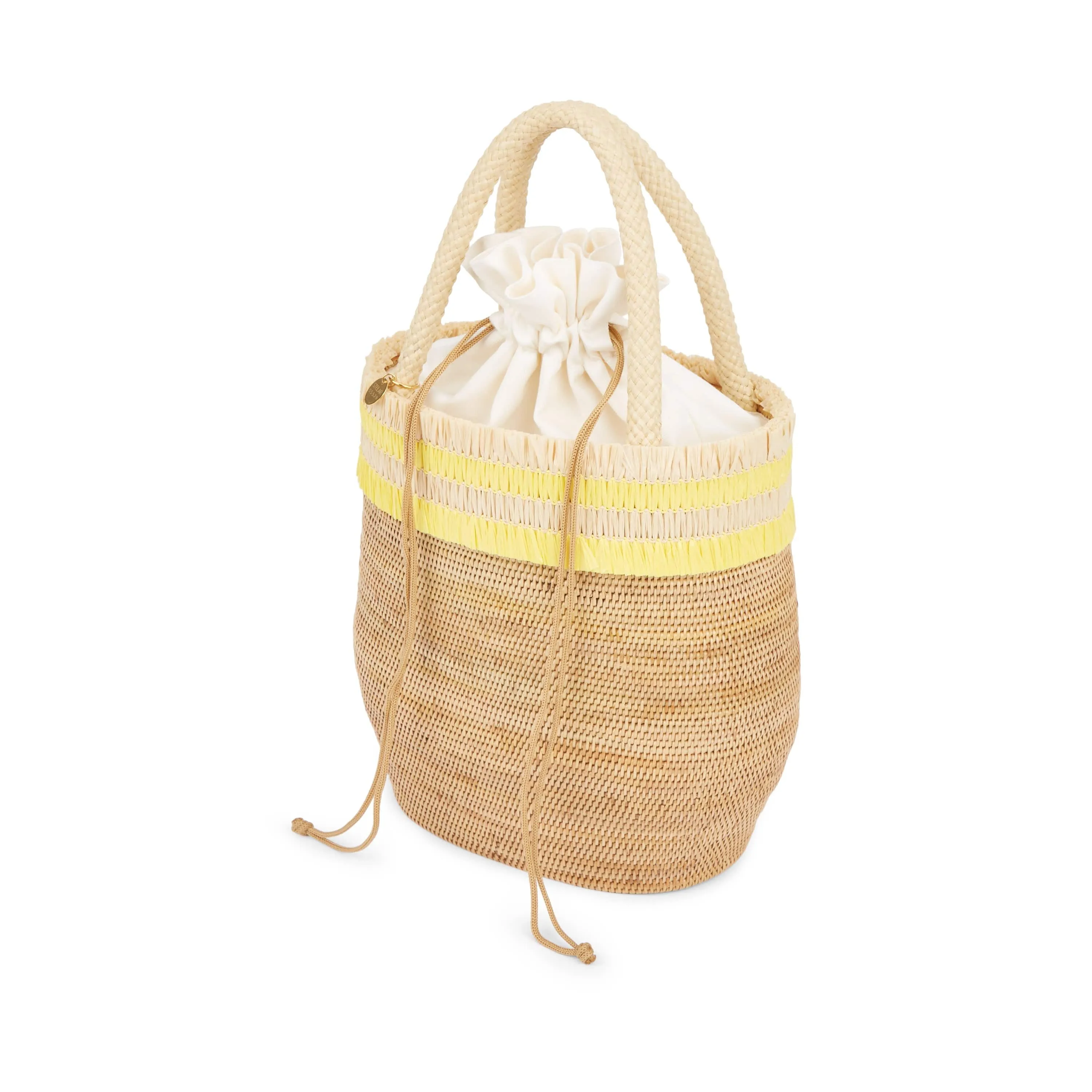 Ayu Handwoven Atta Vegan Bucket Bag | Natural & Sunshine Yellow