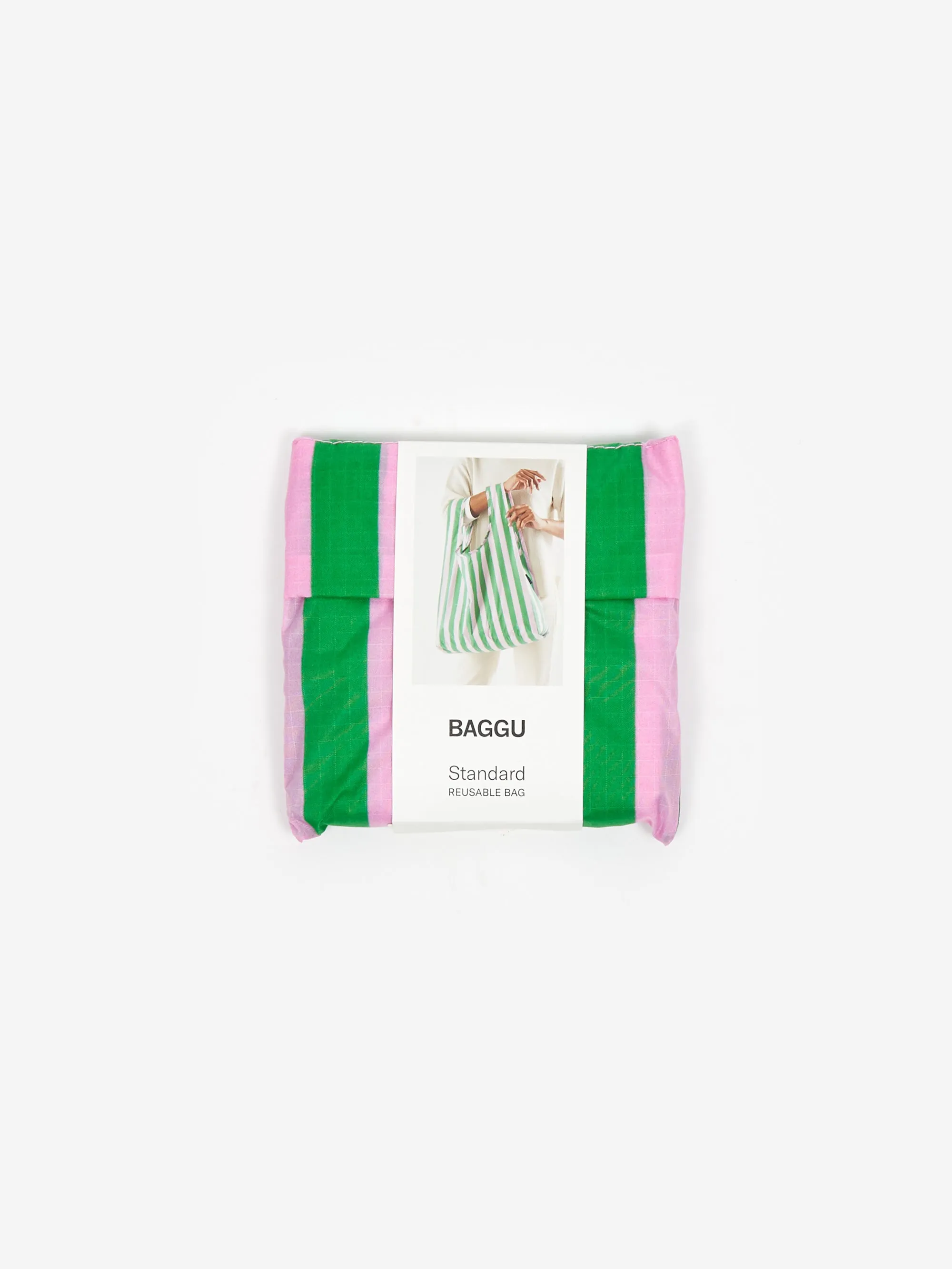 BAGGU Standard Baggu - Pink Green Awning Stripe