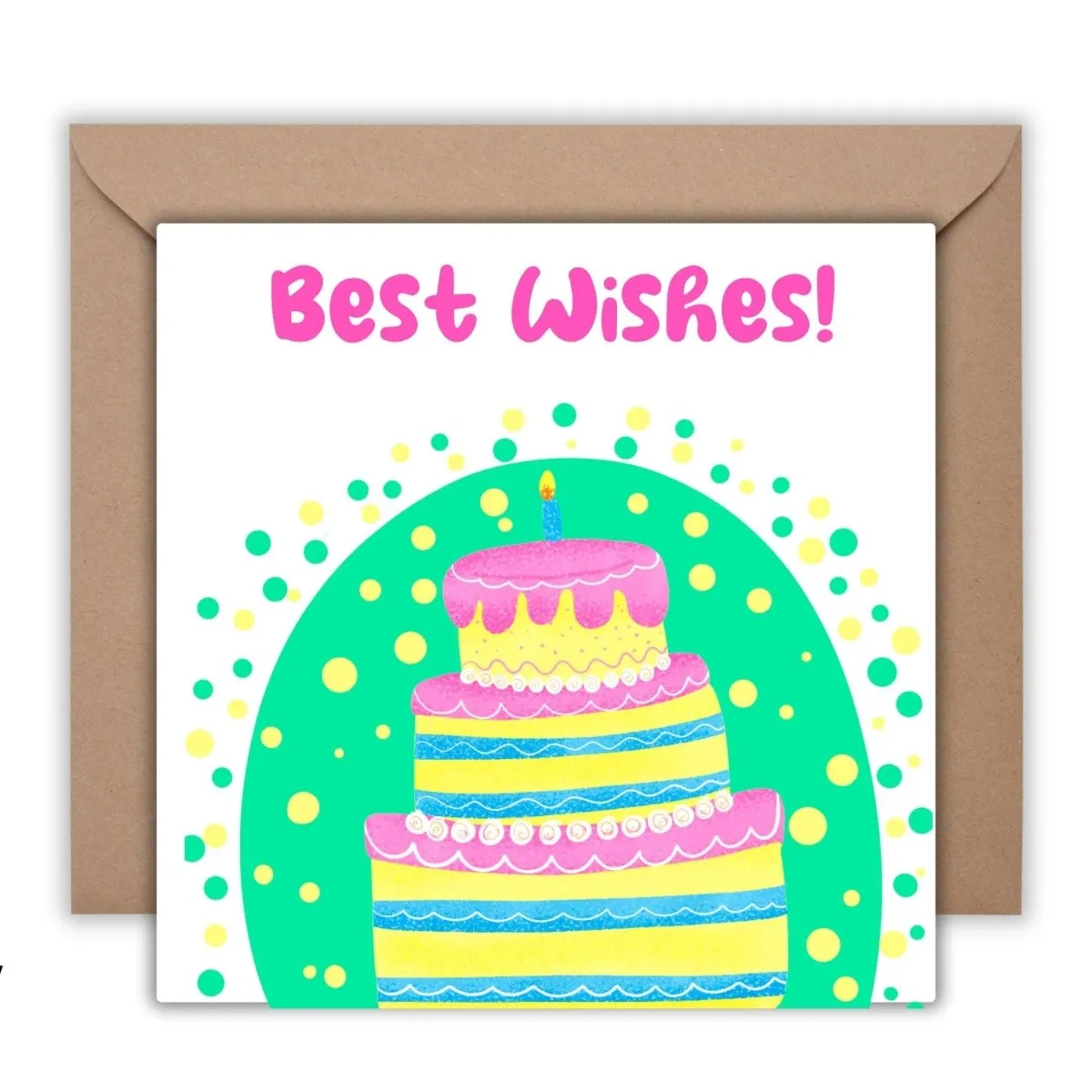 Best Wishes Card, Positive Blessings Birthday Card, Sending Good Vibes, Cute Cake Design