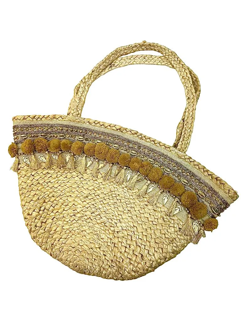 BG-01-1012 Beautiful Jute Tote Bag With Shells