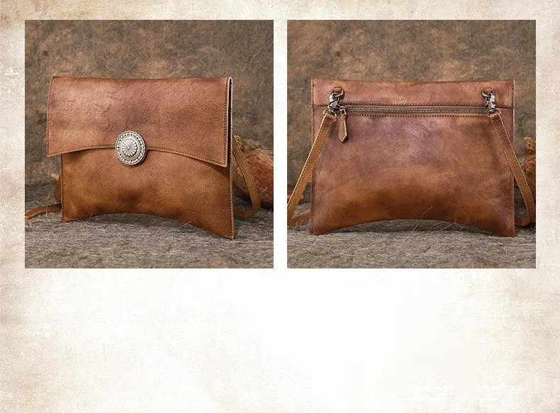 Big Handcrafted Leather Clutch Bag, Shoulder Bag