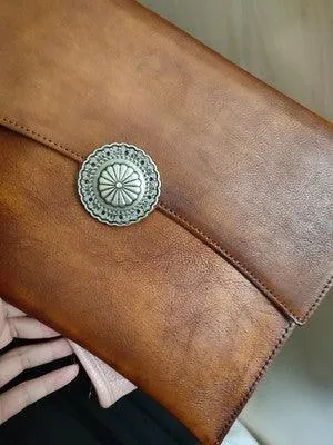 Big Handcrafted Leather Clutch Bag, Shoulder Bag