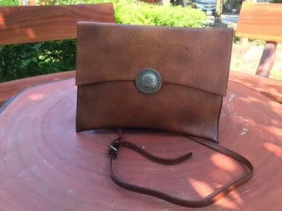 Big Handcrafted Leather Clutch Bag, Shoulder Bag