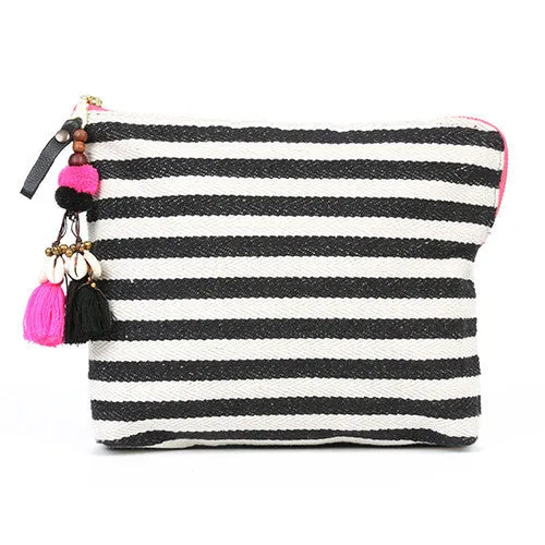 Black & White Striped Clutch