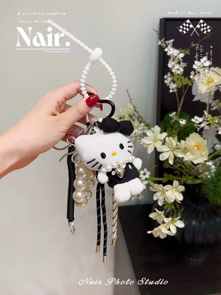 Black and white pearl Kitty extremely complex combination pendant bag decoration