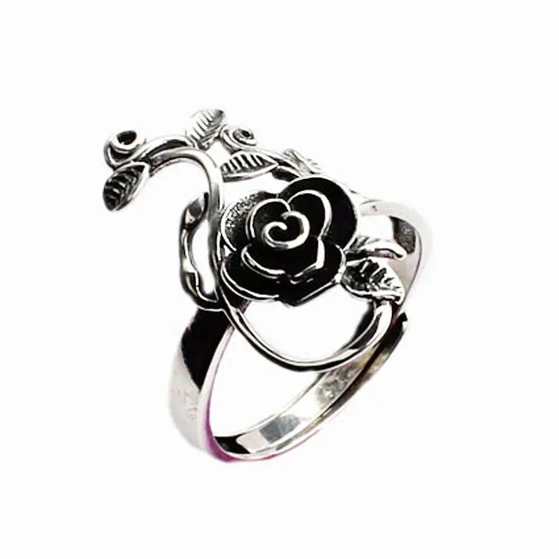 Black Rose Sterling Silver Ring