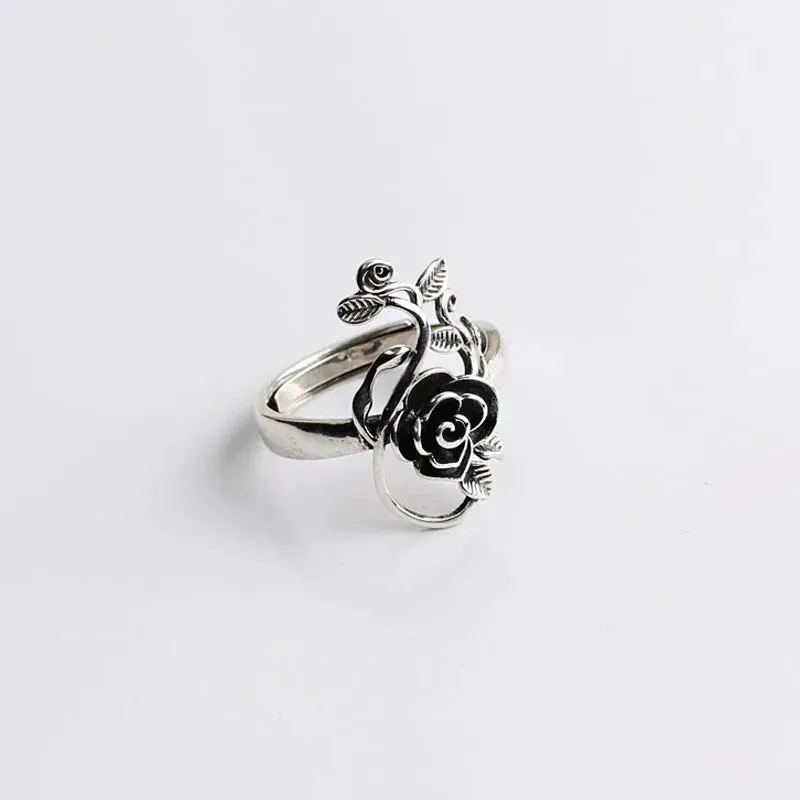 Black Rose Sterling Silver Ring