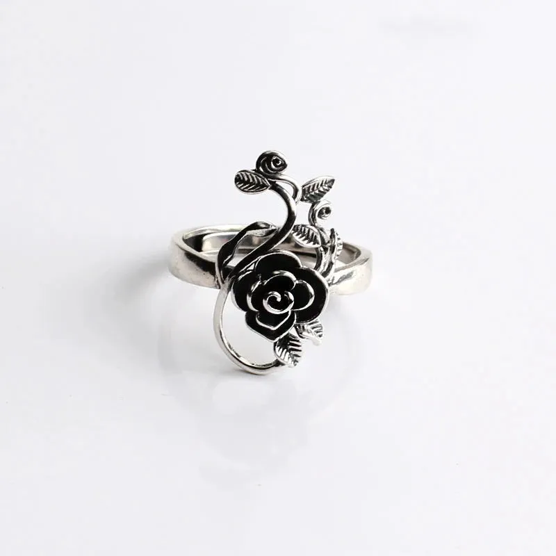 Black Rose Sterling Silver Ring