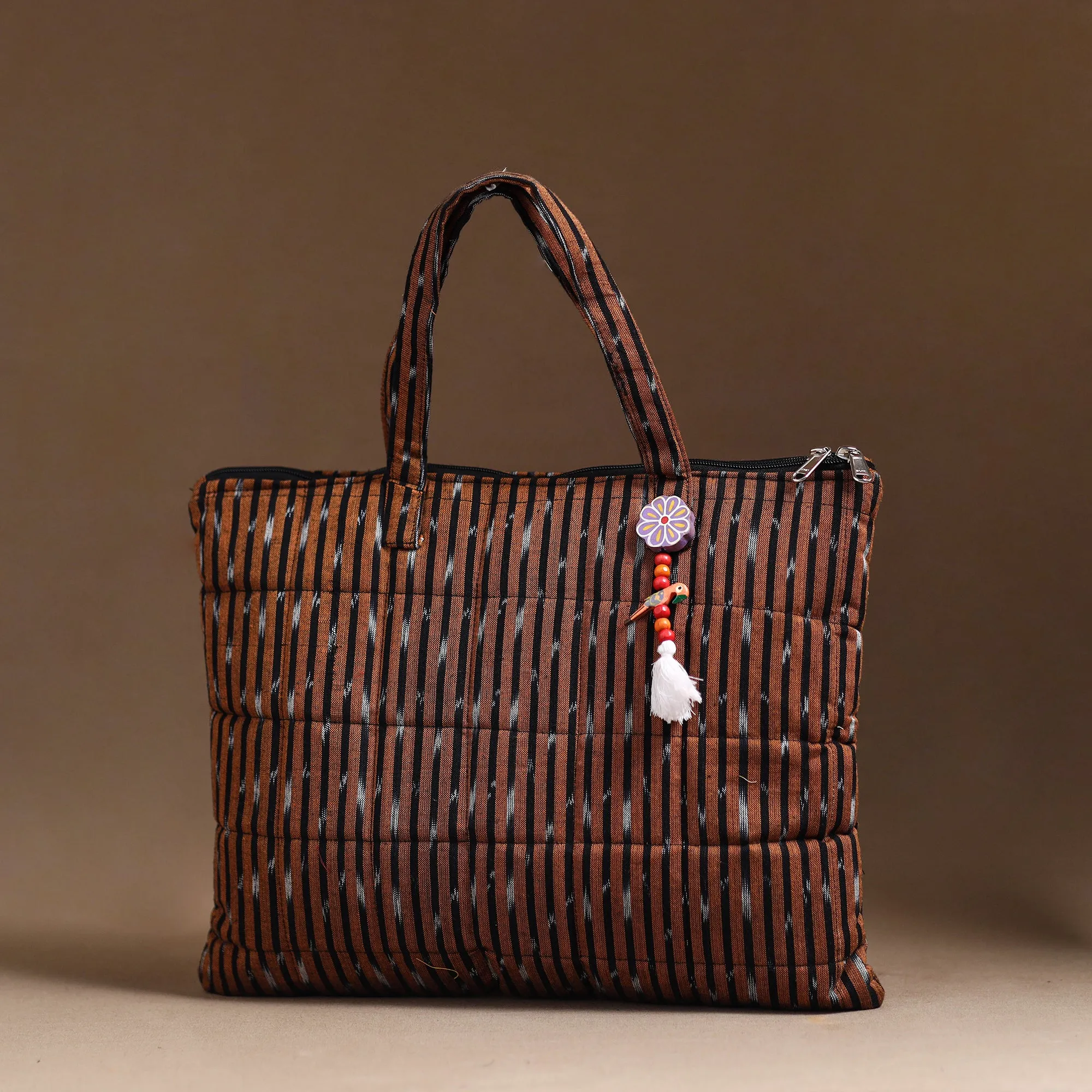 Brown - Handcrafted Quilted Cotton Hand Bag  63