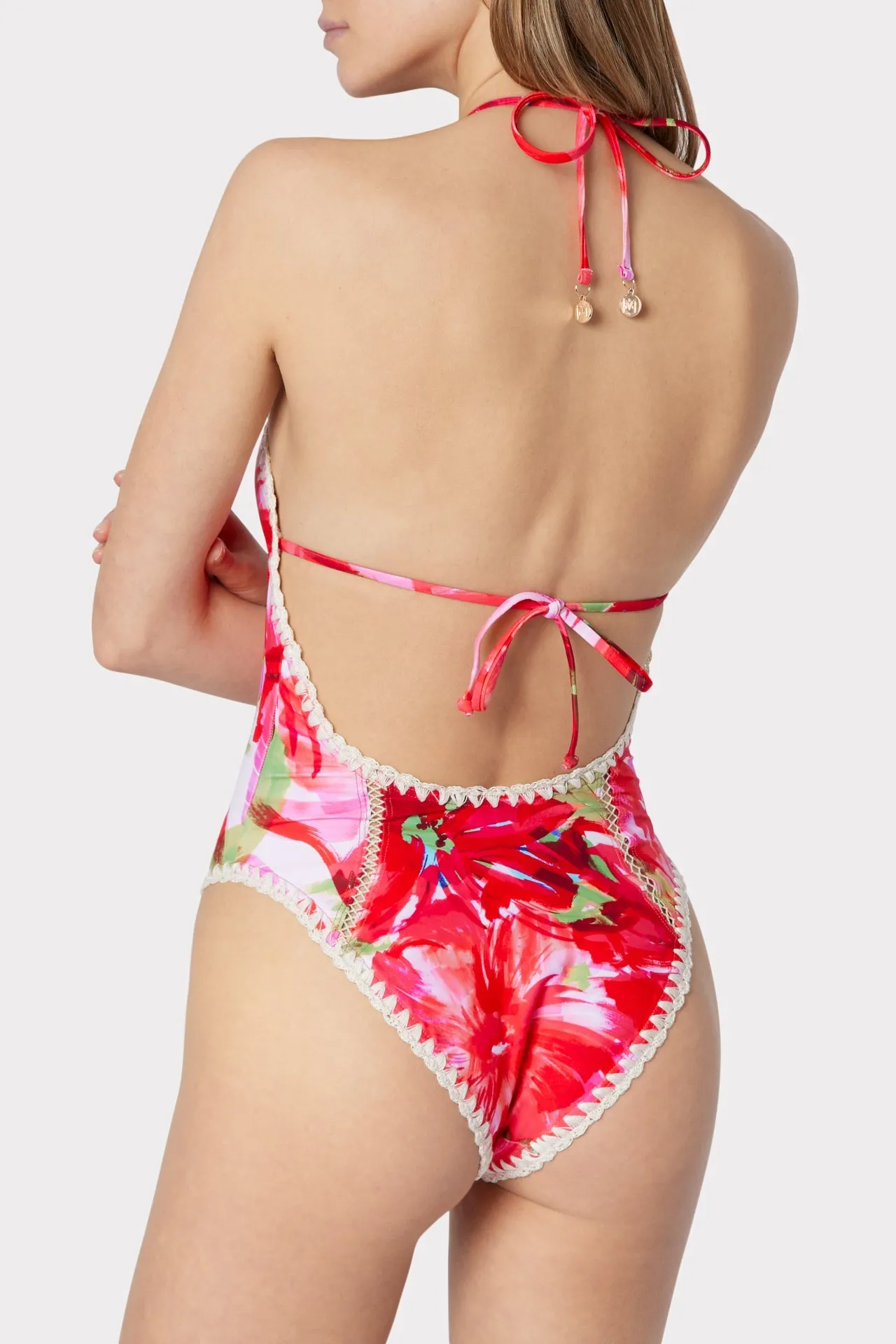 Brushstroke Floral Cutout One Piece