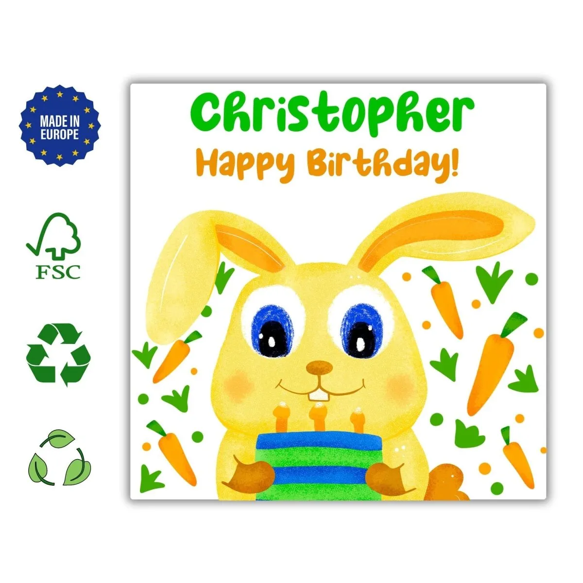 Bunny Birthday Card, Easter Happy Birthday for Friend, Cute Rabbit Birthday Card, Easter Bday Postcards