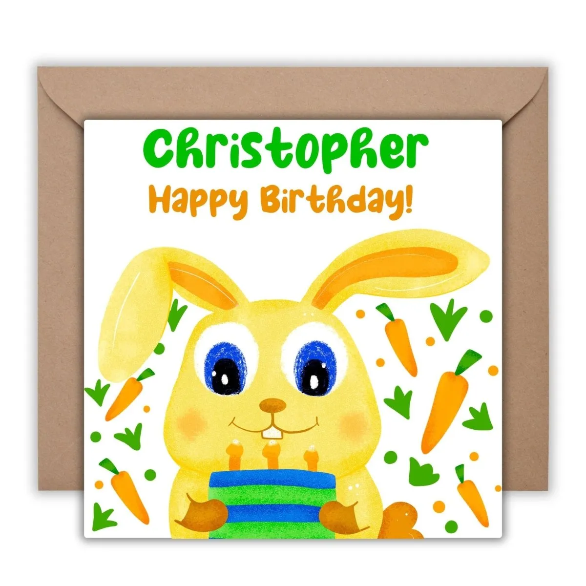 Bunny Birthday Card, Easter Happy Birthday for Friend, Cute Rabbit Birthday Card, Easter Bday Postcards