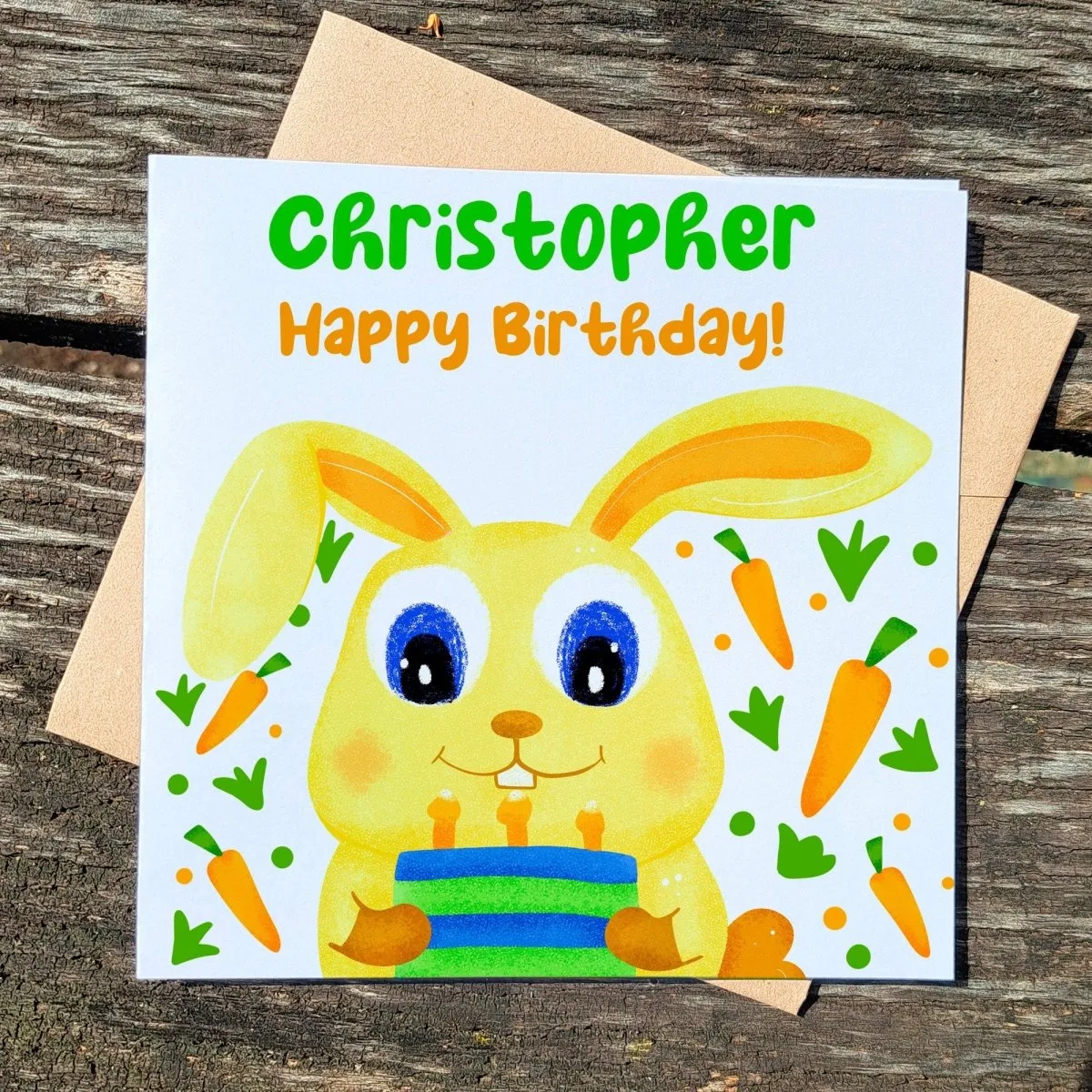 Bunny Birthday Card, Easter Happy Birthday for Friend, Cute Rabbit Birthday Card, Easter Bday Postcards