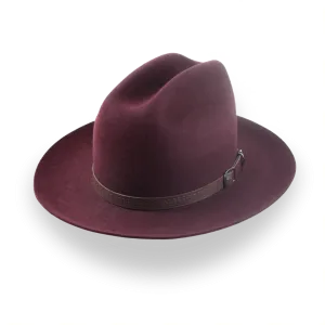 Burgundy Western Fedora with Artisanal Leather Hat Belt | The Patriot