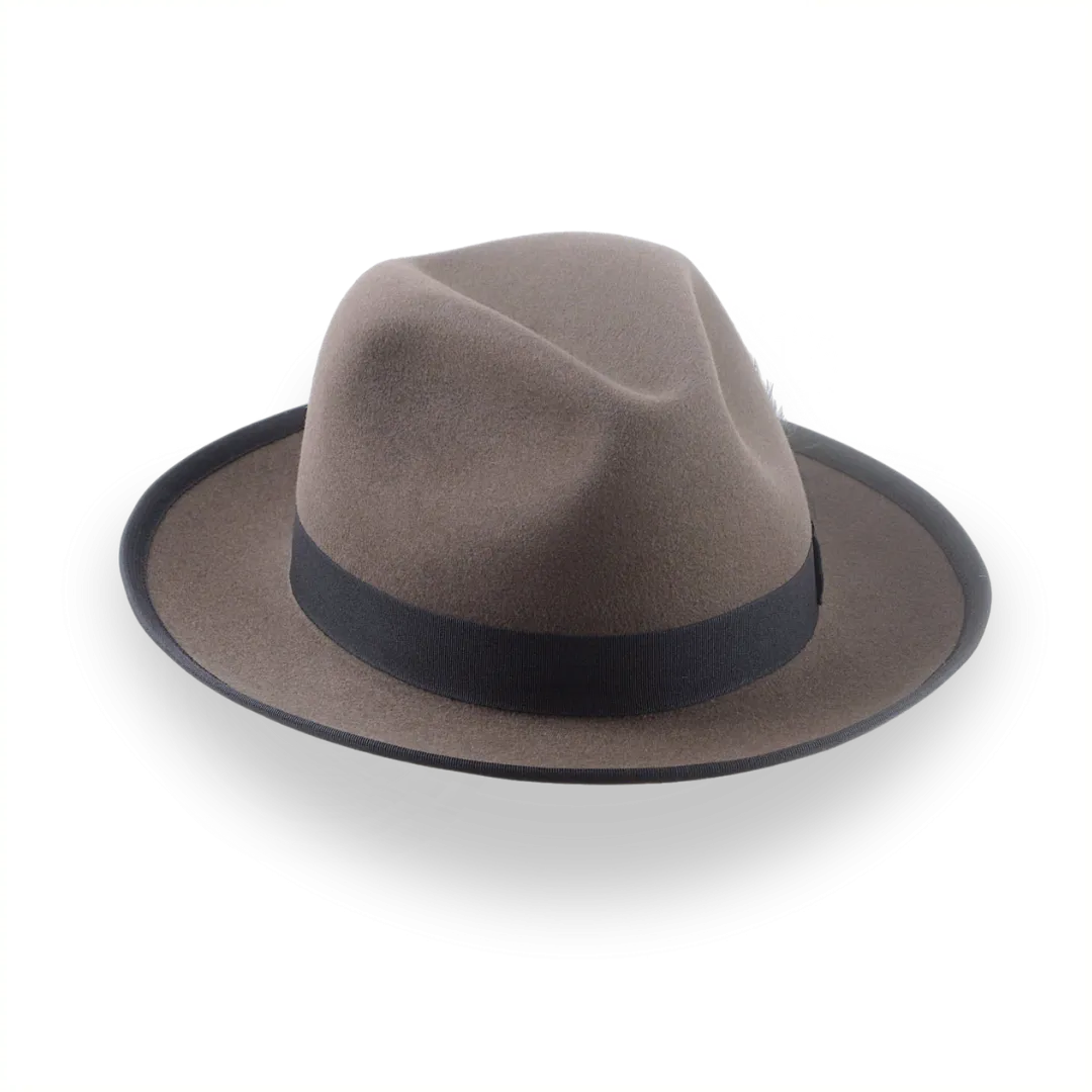 Caribou Grey Wide Brim Fedora Hat For Men in Premium Fur Felt | The Thiago