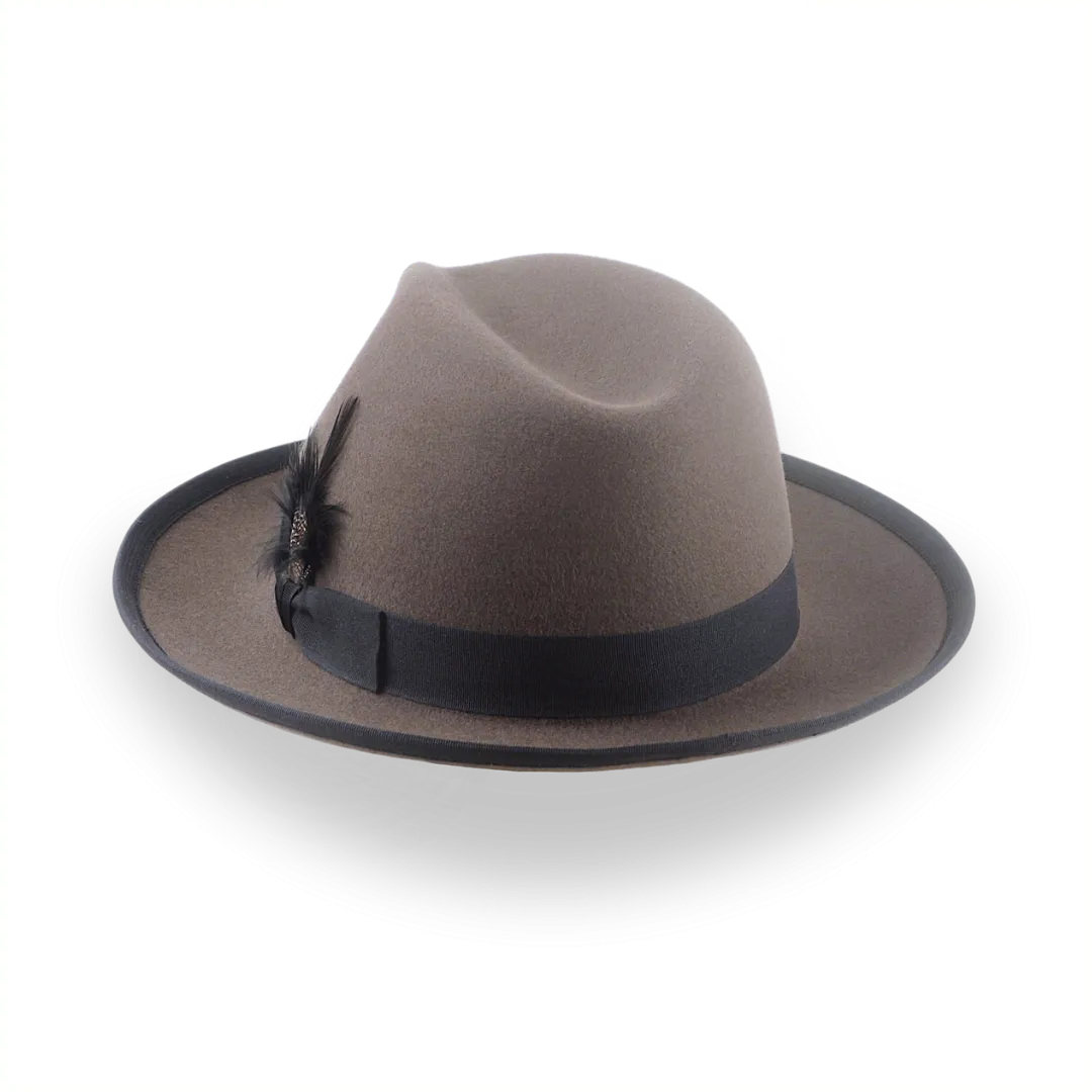 Caribou Grey Wide Brim Fedora Hat For Men in Premium Fur Felt | The Thiago