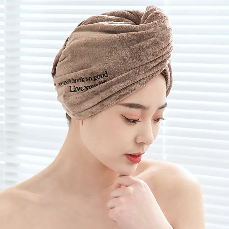 Cartoon Absorbent Thick Coral Fleece Dry Hair Towel