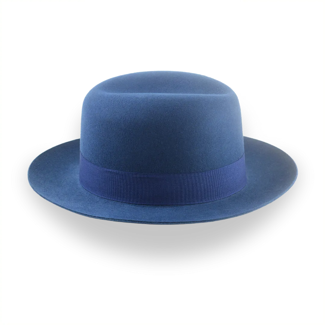 Casual Style Wide Brim Fedora for Men in Blue Fur Felt | The Tobin