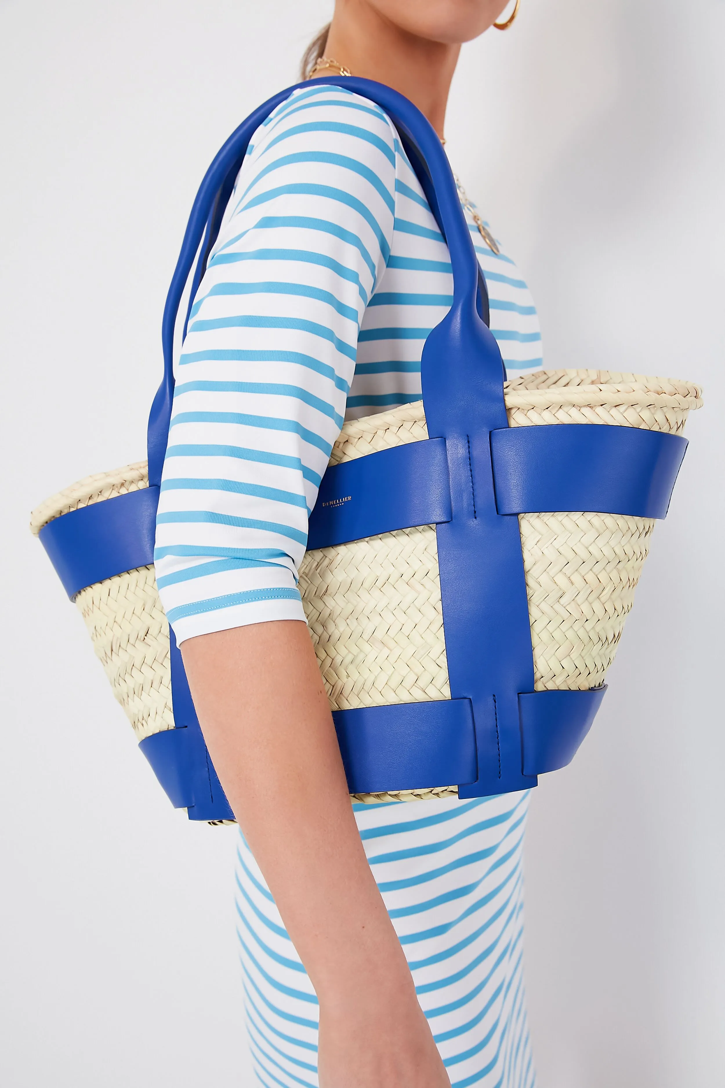 Cobalt Blue Natural Raffia Santorini Bag