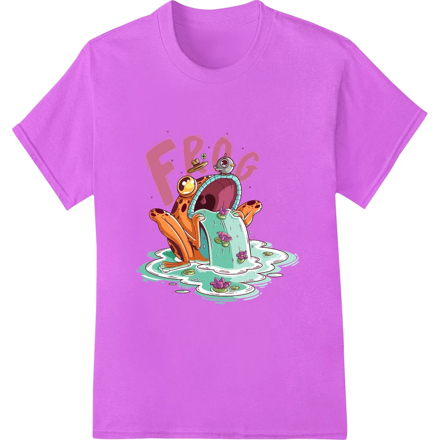 Colorful Cartoon Frog in Splatter Pool - Funky DTF Print