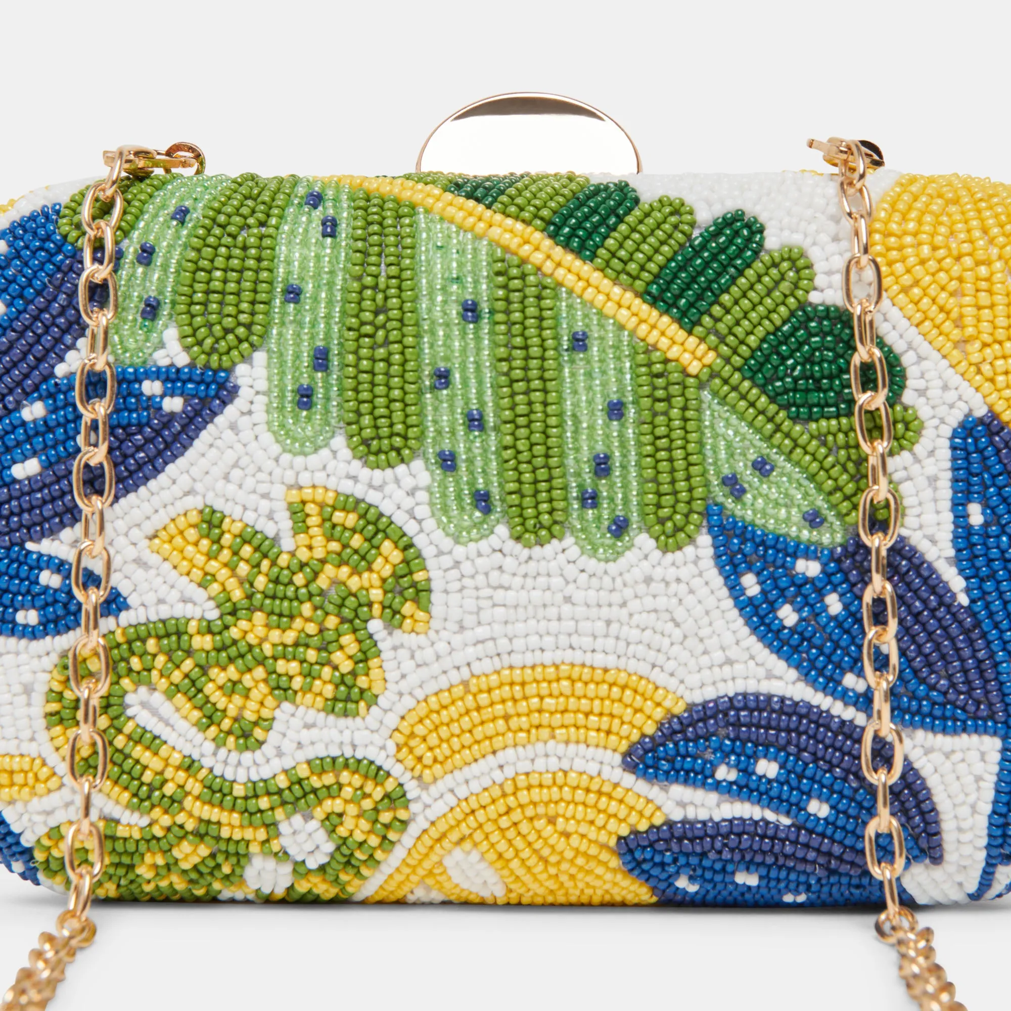 DAISY CLUTCH BLUE MULTI BEADED