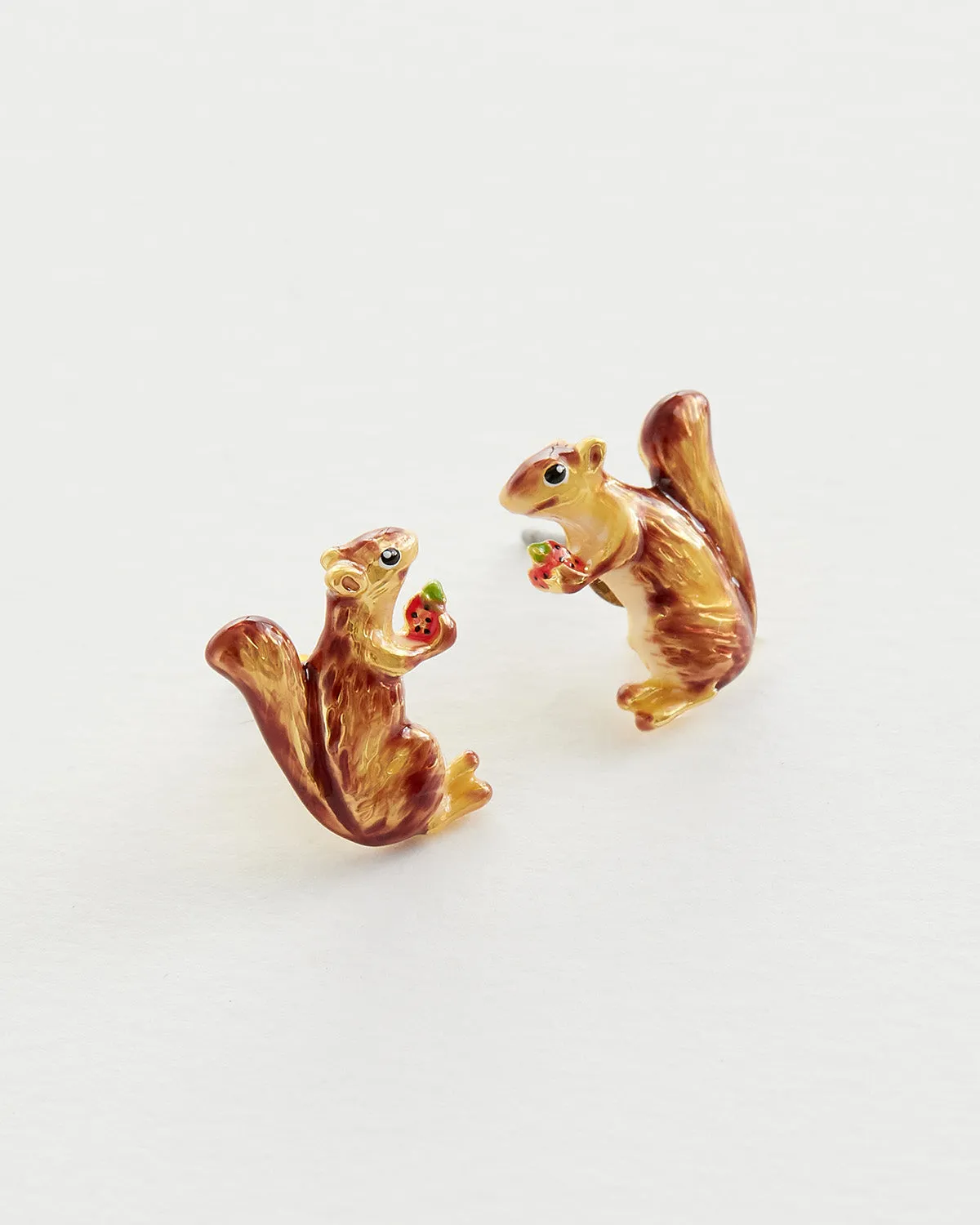 Enamel Cheeky Squirrel Stud Earrings