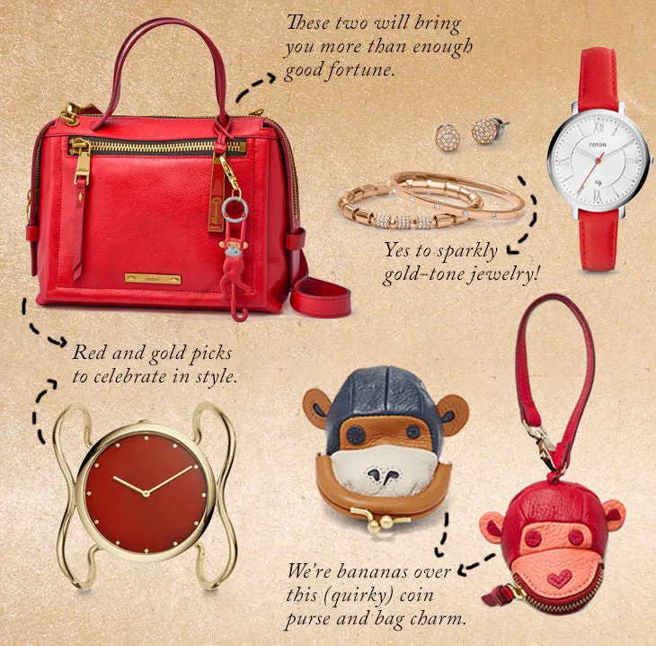 Fossil Monkey Bag Charm - Tomato