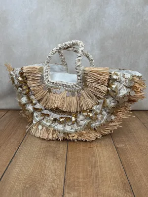 Frill Straw Bag