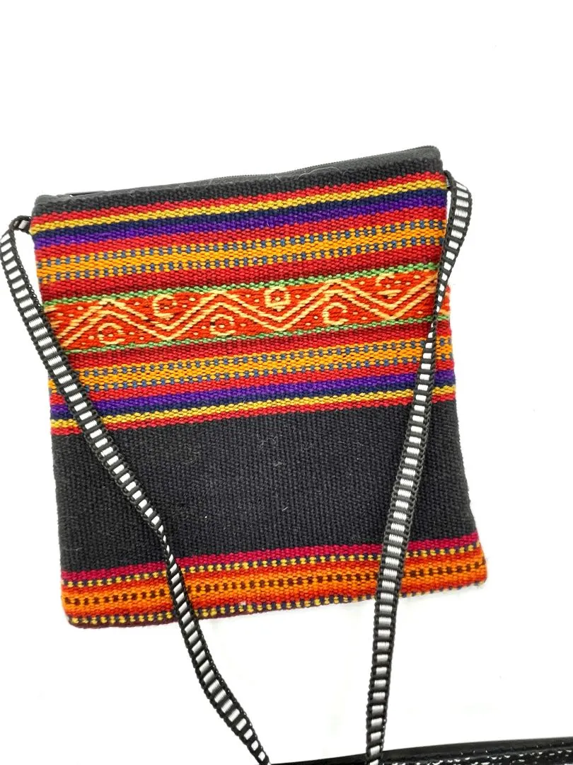 Handcrafted Red stripes Cross Body / Passport Bag, Bolivia