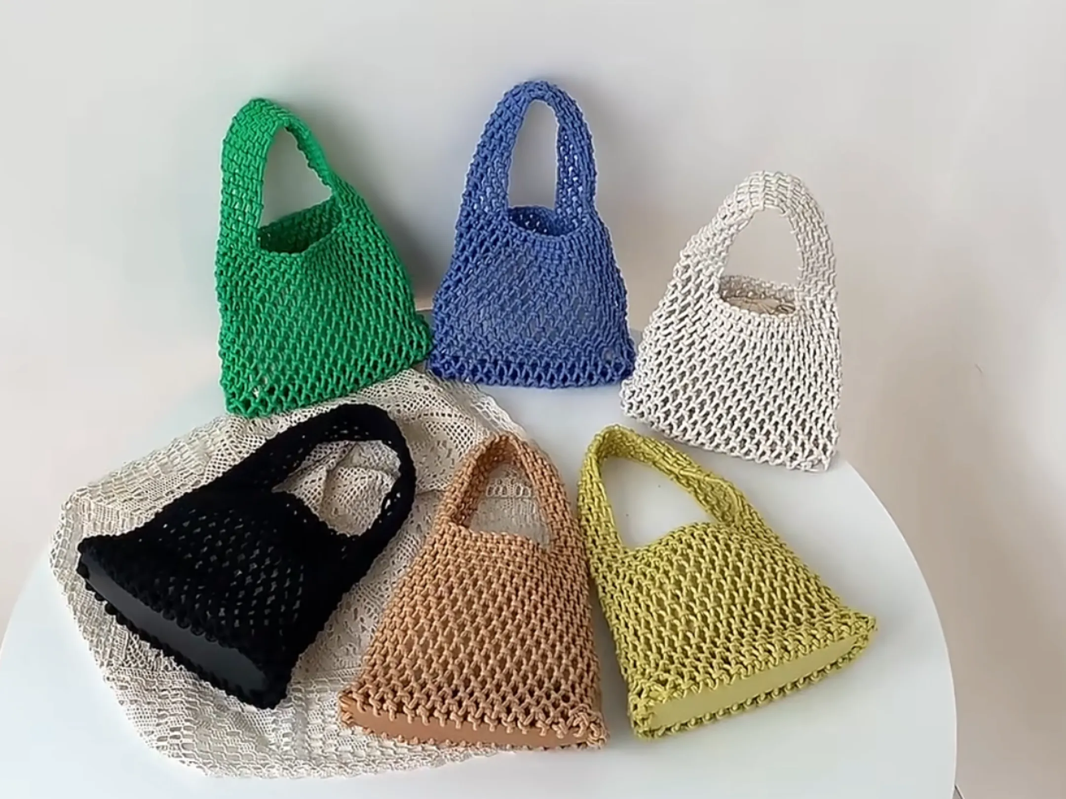 Handmade Summer Crochet Woven Mesh Bag - Assorted Colors