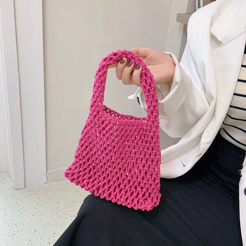 Handmade Summer Crochet Woven Mesh Bag - Assorted Colors