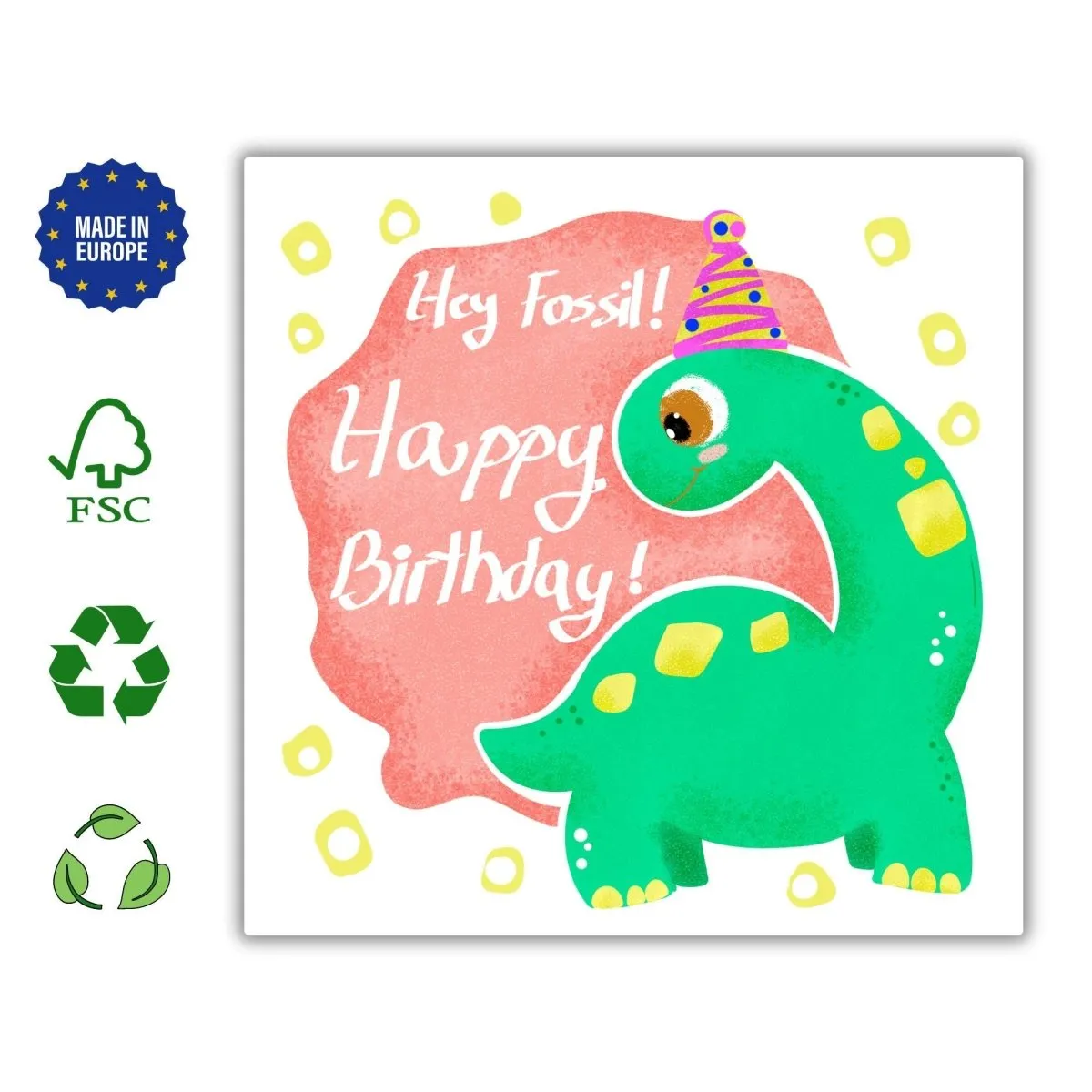 Happy Birthday You Old Fossil, Funny Greeting Card for Friends or Family