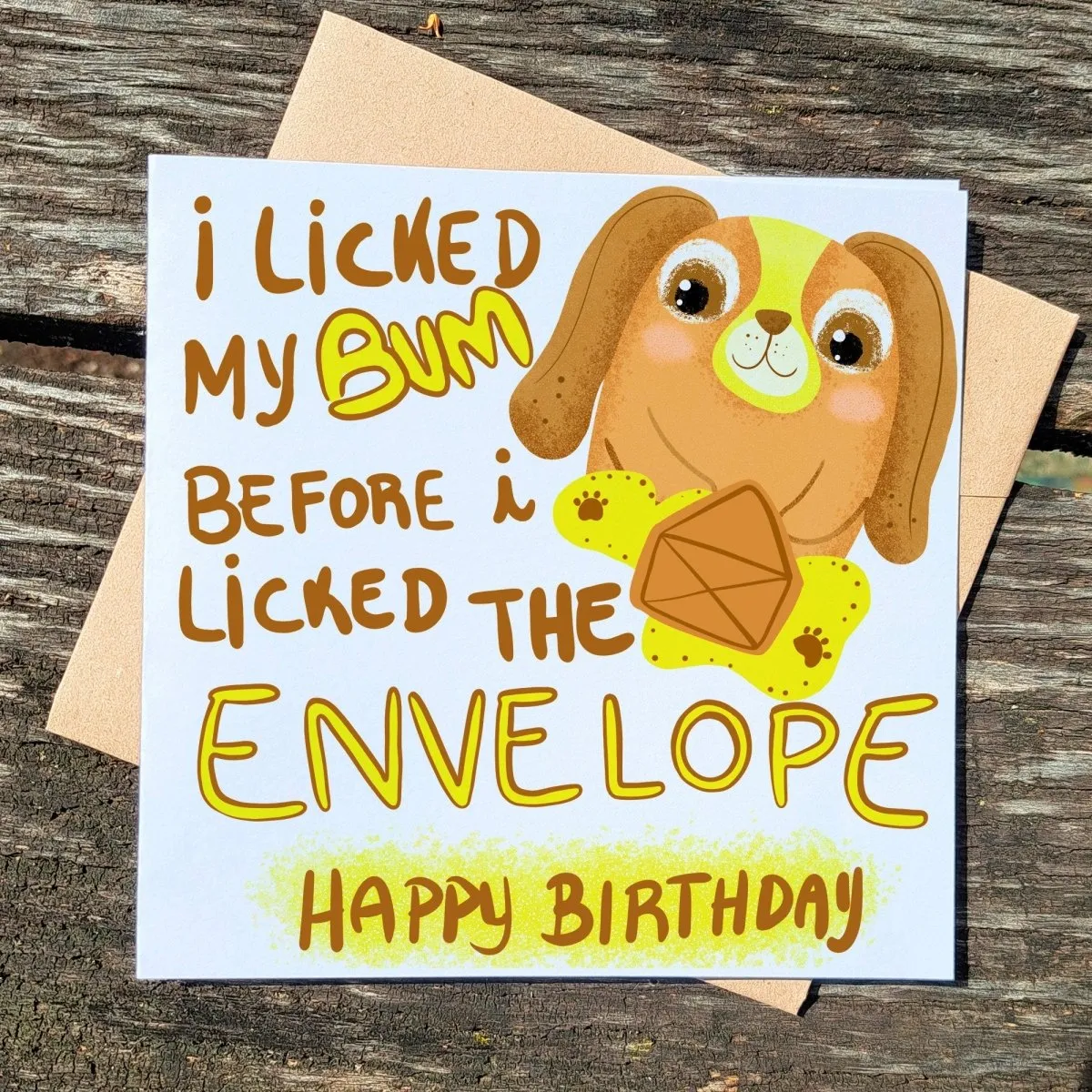 I licked my Bum Before Licking the Envelope Dog Birthday Card, Dog Owner Card, Dog Lover Card, Cute Dog Card, Card For Friends