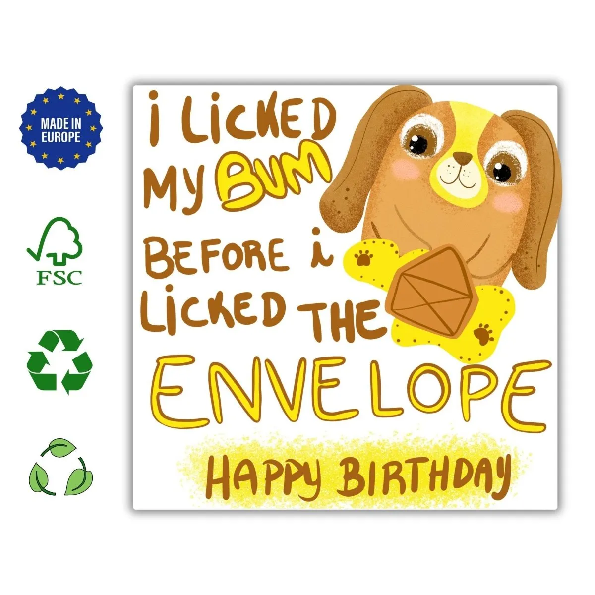 I licked my Bum Before Licking the Envelope Dog Birthday Card, Dog Owner Card, Dog Lover Card, Cute Dog Card, Card For Friends