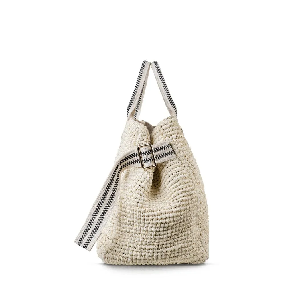 Kaba Raffia Vegan Tote Bag | Black & Cream