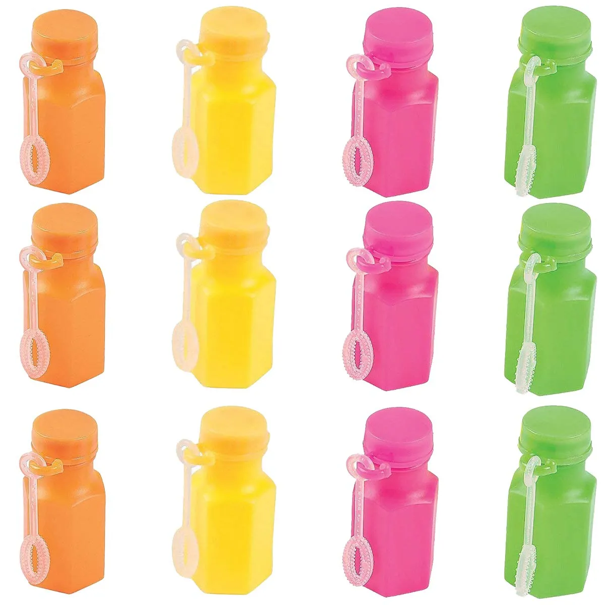 Kicko Mini Hexagon Bubble Bottles 1.75 Inches - Pack of 12 - Assorted Neon Colors Bottles