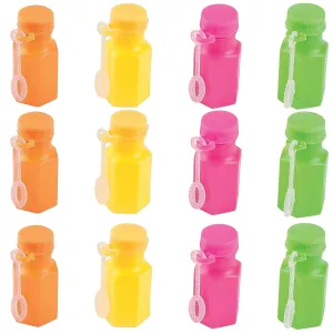 Kicko Mini Hexagon Bubble Bottles 1.75 Inches - Pack of 12 - Assorted Neon Colors Bottles