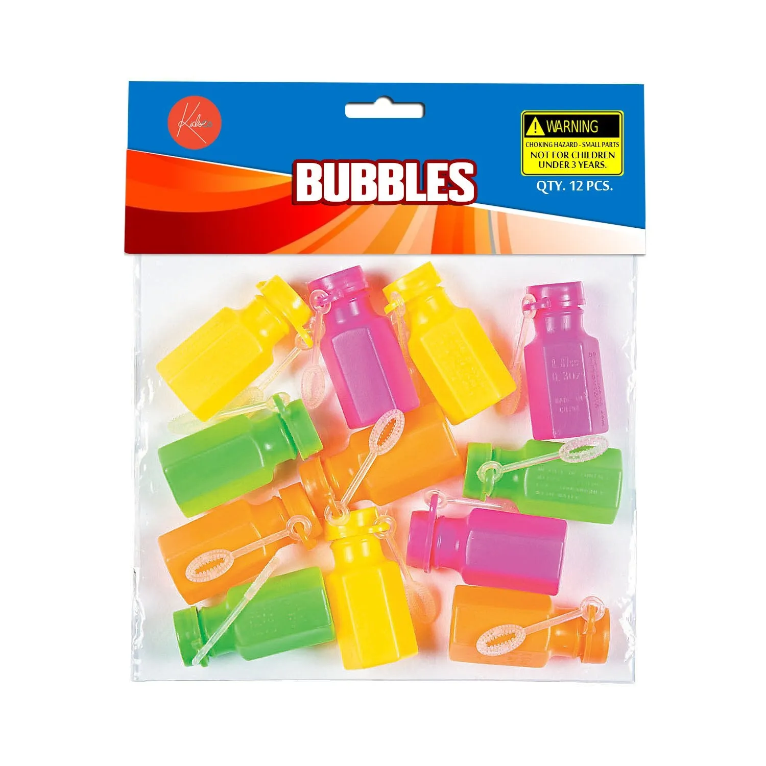 Kicko Mini Hexagon Bubble Bottles 1.75 Inches - Pack of 12 - Assorted Neon Colors Bottles