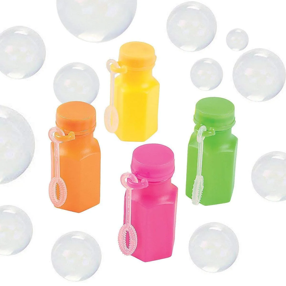 Kicko Mini Hexagon Bubble Bottles 1.75 Inches - Pack of 12 - Assorted Neon Colors Bottles