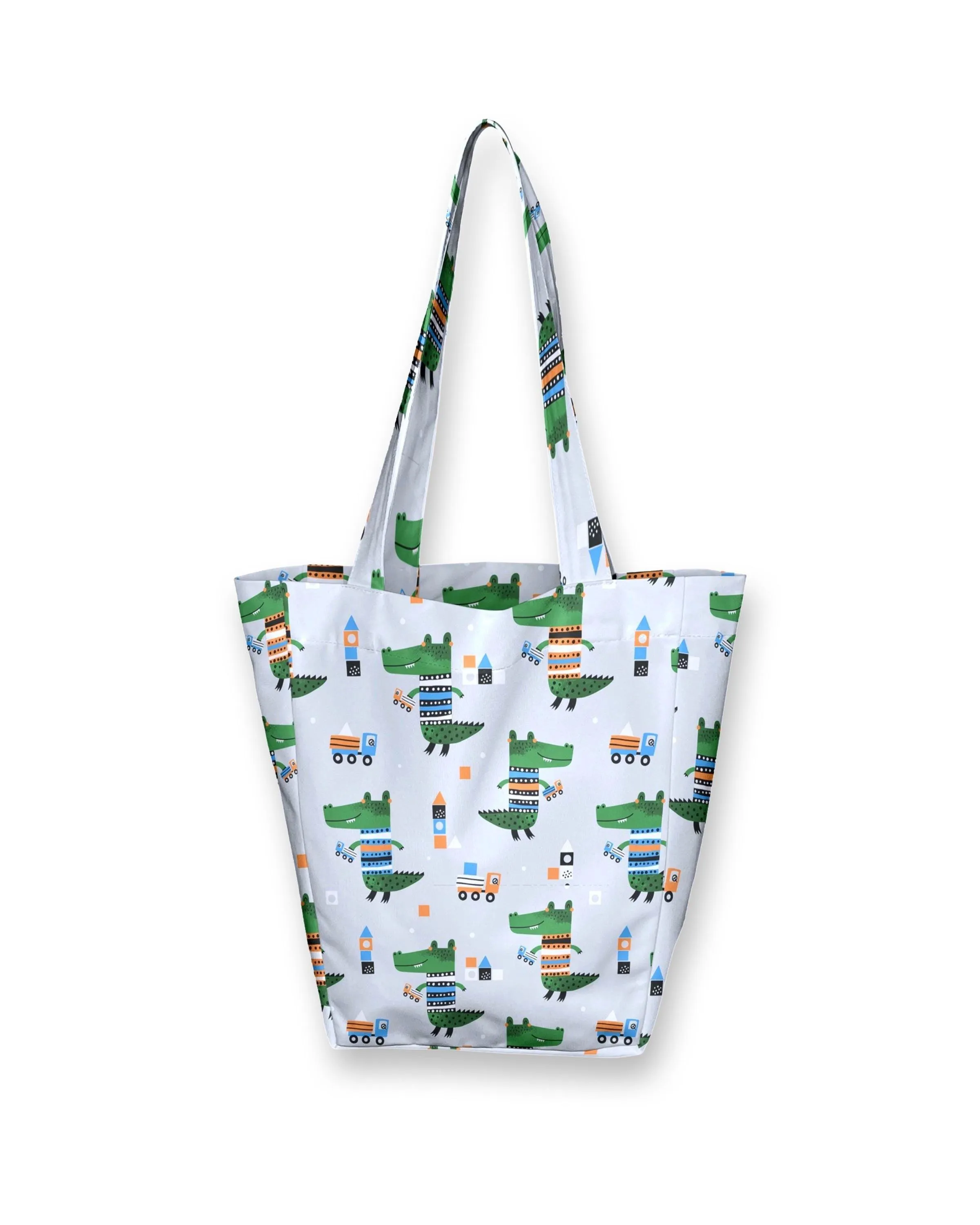 Kids Shopper Bag | White Dinosaur Tote | Eco-Friendly Kids Tote | Cute and Durable Totes  Bag for Kids