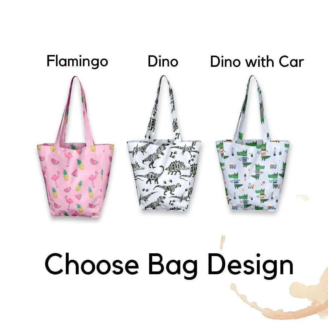 Kids Shopper Bag | White Dinosaur Tote | Eco-Friendly Kids Tote | Cute and Durable Totes  Bag for Kids