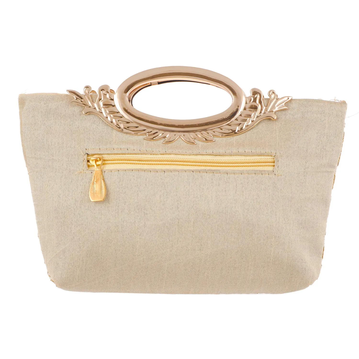 Kuber Industries Embroidered Silk Clutch Ladies Handbag (Cream) - CTKTC42089